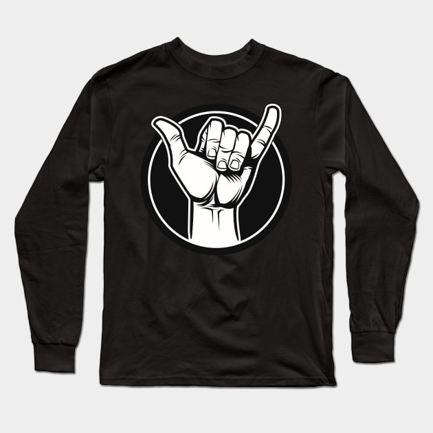 Surf - Shaka Hand - dark Long Sleeve T-Shirt by ShirzAndMore